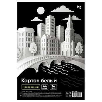 Картон белый A4, BG, 24 л., мелованный, в пакете